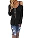 YunJey Womens Cold Open Shoulder Loose Knitted Sweater Top Blouse