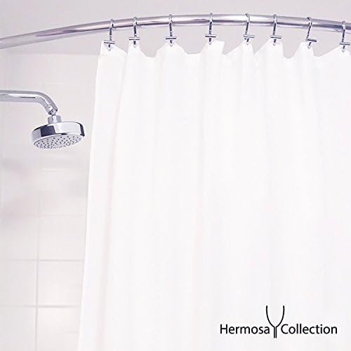 Hermosa Collection Mildew Resistant Fabric Shower Curtain Waterproof Water-Repellent &amp; Antibacterial, 72x72 - White