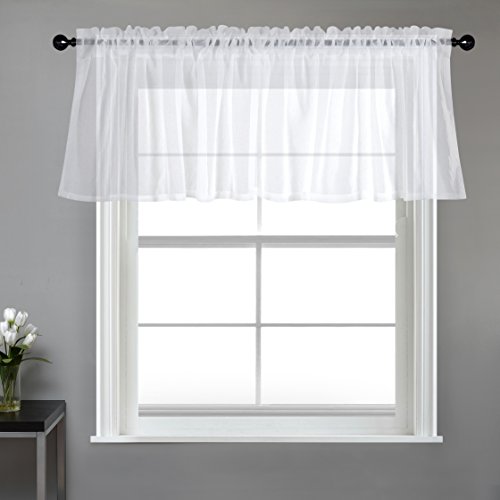 Dreaming Casa Solid Sheer Curtains Valance Draperie White Rod Pocket 1 Panel 60