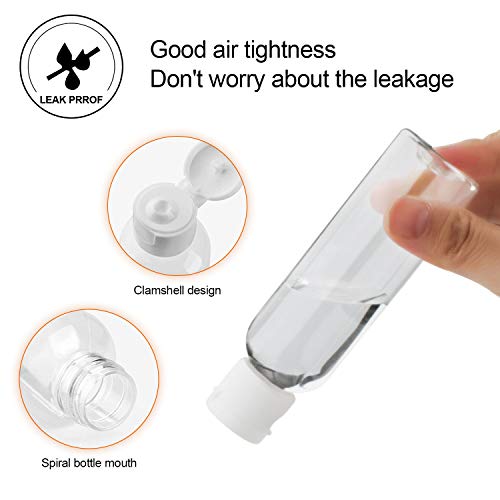 Travel Bottles Tsa Approved，2 oz Plastic Bottles Small Squeeze Bottles Leak Proof Silicone Travel Size Containers With Flip Cap(30 Pack, 2 Funnels Included) - Thumbnail 3