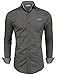 TAM WARE Mens Inner Plaid Oxford Cotton Button Down Dress Shirts TWNEL565S-318S-CHARCOAL-US M