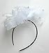 Coolr Fascinators Hair Clip Headband Feather Flower Veil Wedding Headwear Bridal 1920s Headpiece, A White, One Size