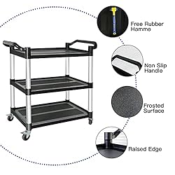 MAYNIYJK Plastic Utility Carts with Wheels, 3-Tier
