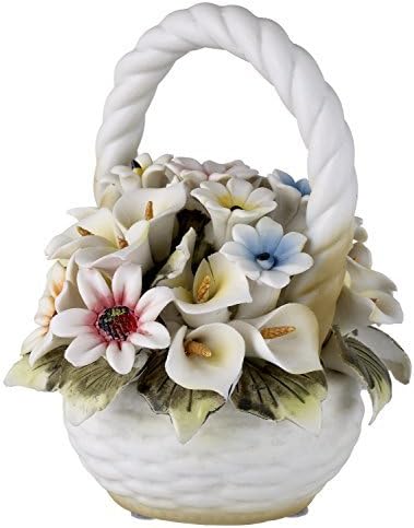 Capodimonte Tuscany Collection Basket Bouquet with Colorful Roses and Flowers by 5th Ave Store