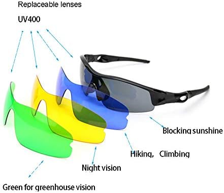 YDZS Bicycle sunglasses, UV-resistant UV400PC material, explosion-proof glasses lens, 4 sets of glasses lenses can be switched at will, suitable for outdoor beach fishing golf, unisex