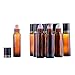 Pack of 10, 10ml Amber Glass Roll-on Bottles with Gemstone Roller Balls for Essential Oils-3 Dropper, 1 Opener Included
