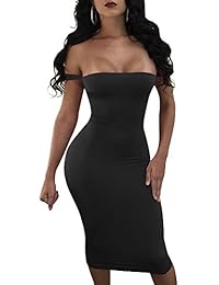GOBLES Vestido de club sin mangas con hombros descubiertos, sexy, para mujer