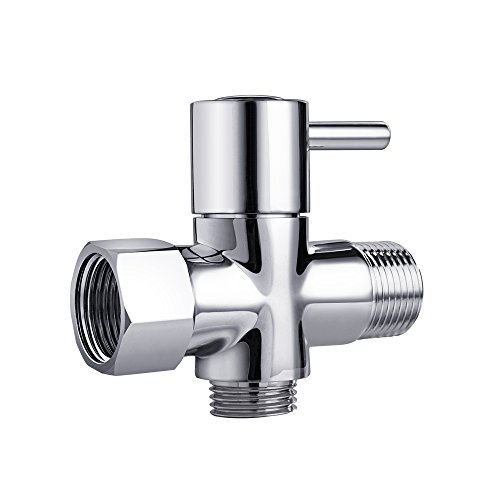 Joyway Bidet Valve Adapter 7/8"-Brass Hand Shower Diverter for Toilet Sprayer with Shut off-3 Way Tee Water Diverter for Bathroom Faucet(Only T-Valve)