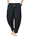 Banana Bucket Men’s Casual Baggy Pants Drawstring Cotton Loose Harem Pants Black