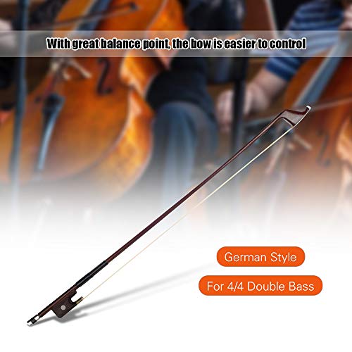 Muslady 4/4 Double Bass Brazilwood Bow German Style Bows Horsehair Bow Hair Great Balance Point Orchestral Strings Accessories