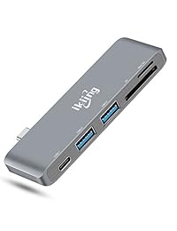 Hub USB C Combo Hub mulitiport Adapter   ikling de aluminio USB 3.0 5 en 1 con puerto de carga USB C, Type C Pass through, 2 puertos USB 3.0, lector de tarjetas SD Micro, Gris 2