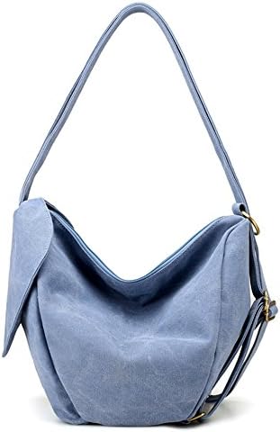 Canvas Backpack for Girls Sports Travel College Bags Women Daypack (Blue)