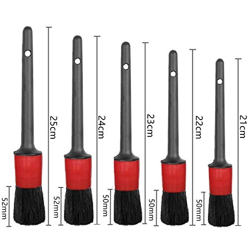 ONEST 9 Pieces Auto Detailing Brush Set - Free Microfiber Car Wash Mitt - Plastic Handle - for Cleaning Engine, Wheel, Interior, Air Vent, Car, Motorcycle