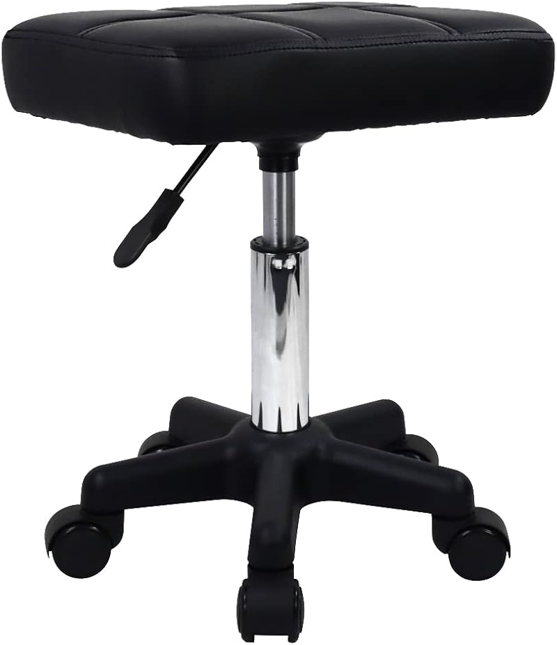 FURWOO Rolling Swivel Stool Chair Black Adjustable Spa Kitchen 135kg