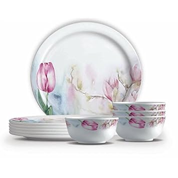 Milton Lissiome Melamine Thali Set, 18,Pieces,(EC-MLM-FMD-0002_TULIP)