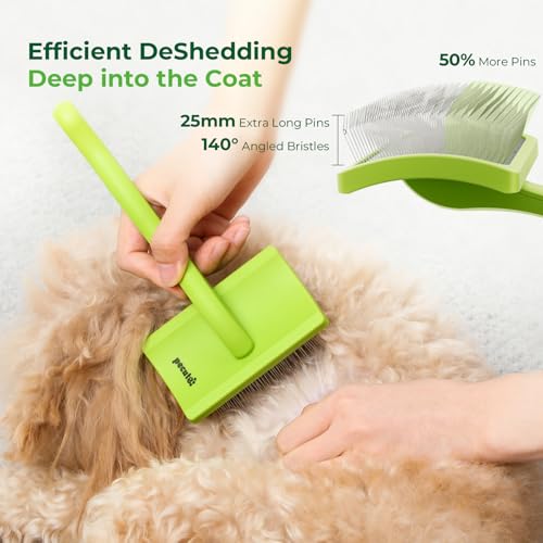 Pecute Slicker Brush for Dogs, Smoothing Brush for Dogs, Doodle Brush Professional Grooming Volumizes Detangler, Knots Detangler for Goldendoodle, Poodle (25mm, L)