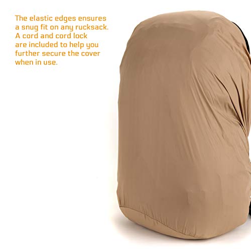 Snugpak Aquacover, Backpack and Rucksack Waterproof Rain Cover, 35 Liter, Desert Tan