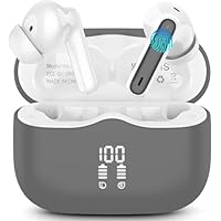 Wireless Earbuds, 2026 Bluetooth 5.4 Headphones in Ear with HiFi Stereo, Bluetooth Earphones with 4 ENC Noise Cancelling Mic, 40H Playtime, LED Display, IP7 Waterproof Bluetooth Earbuds, USB-C, Gray