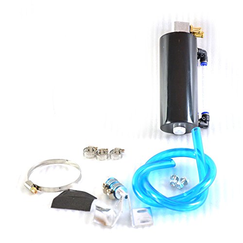 Oil Catch Tank,Universal 750ml Aluminum Round Engine Oil Breather Tank Catch Can Reservoir Kit Black - Thumbnail 3