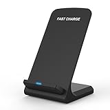 Fast Wireless Charger, Mifanstech 2 Coils Qi Wireless Charging Stand Wireless Phone Quick Charger Station for Galaxy S7 S7 Edge S6 Edge Plus Note 5 All QI-Enabled Devices-Black