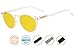 UV Protection,Anti Blue Rays,Reduce Eyestrain,Oval Computer Reading Glasses(Clear,Amber Tinted Lenses) +2.0