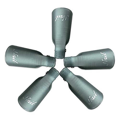 Pana 10 Pcs High Quality Reusable Acrylic Nail Soak Treatment UV Gel Polish Remover Clip Cap Manicure Tool (Silver Color)