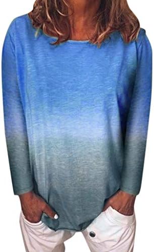 FeiBeauty ๐
Women Casual Long Sleeve T-Shirt Fashion Round Neck Color Block Tunic Tops Shirts Loose Blosues Plus Size S-5XL