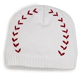 Mud Pie Newborn Baby-Boys Baseball Knit Cap, White/Red, 0-12 Months