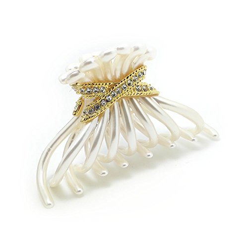 Meilliwish Noble Women Girls Ponytail Holder Hair Claw Clip(D36)(White)