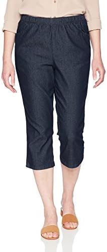 Chic Classic Collection Women's Stretch Elastic Waist Pull on Denim Capri