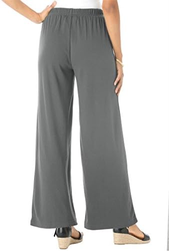 Roamans Women's Plus Size Soft Knit Wide Leg Pants