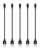 6-Inch Short iPhone Cable, Pantom Short iPhone/iPad Cable Cord Charger Sync/Charge Compatible with iPhone Xs/Xs Max/Xr/X/8/8 Plus/7/7 Plus/6s/6s Plus/5c/5se/5s/iPad Pro/iPad Mini/iPod Touch [5-Packs]