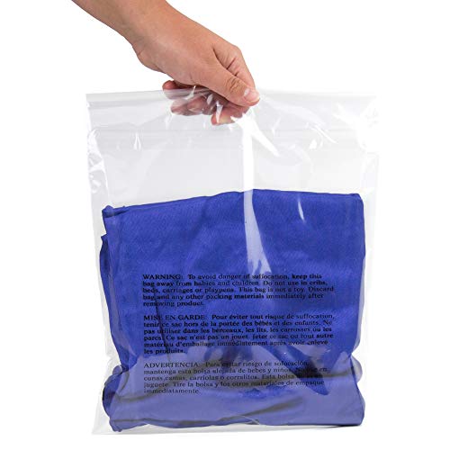 Poly Bags with Suffocation Warning - 11x14 Extra Strong Seal - 200 Pack - Clear Poly Bags 11x14 - Range of Sizes Available - Retail Supply Co