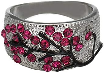 Kintaz Women's Engagement Wedding Ring European and American Fashion Luxury Simulation Green Diamonds Jewelry (8, Plum Blossom)