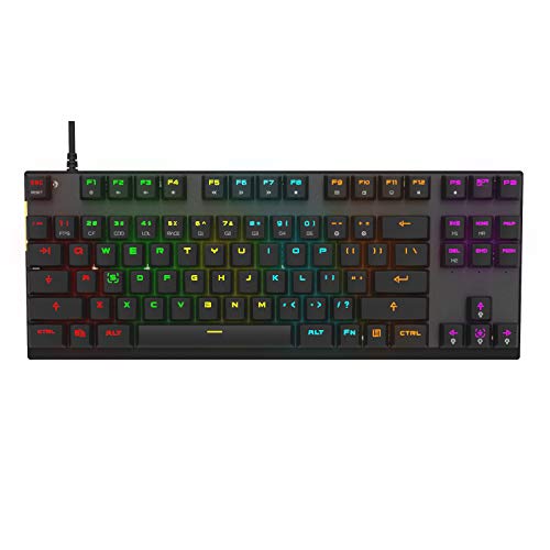 MOTOSPEED Gaming Mechanical Keyboard RGB Rainbow Backlit 87 Keys Illuminated Computer USB Gaming Keyboard with Red Switches for Mac/PC/Laptop Black