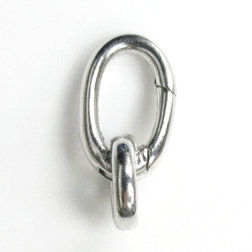 Rhodium On 925 Sterling Silver Oval Lobster Clasp Interchangeable Charm Bail Pendant Connector - Thumbnail 2