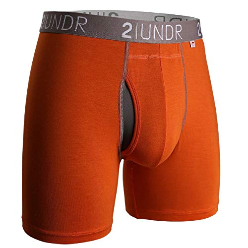 2UNDR Men's Swing Shift Boxer Brief, Orange, Medium