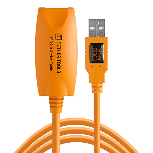 Tether Tools TetherPro 16' USB 2.0 Active Extension Cable, High-Visibility, Orange