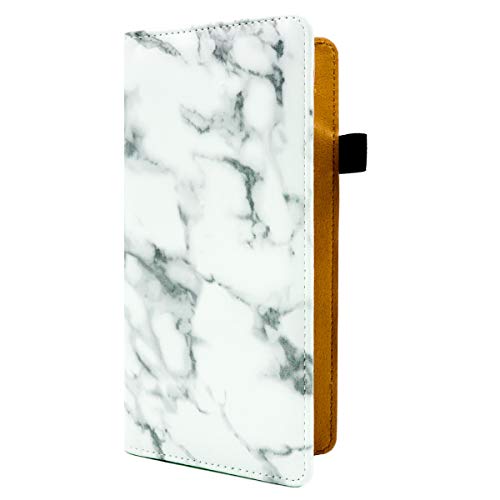 Menesia White Marble Leather Checkbook Cover for Men & Women RFID Check Book Holder Wallet