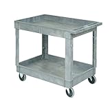 Plastic 2 Shelf Tray Service & Utility Cart 40 X 26 - 5 Inch Rubber Casters