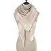 Women's Cozy Tartan Blanket Scarf Wrap Shawl Neck Stole Warm Plaid Checked Pashmina (Cream Color White)