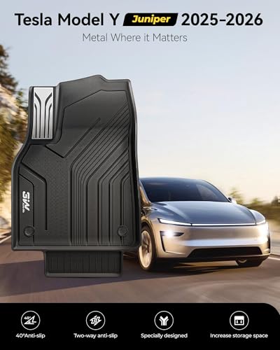 3W Tesla New Model Y Juniper 2025 2026 Floor Mats, Not for Standard | 9PCS, Cargo Liners, Trunk Mats, Seat Back Protector, All Weather Customer Fit Vigormold™ TPE, Model Y Juniper Accessories