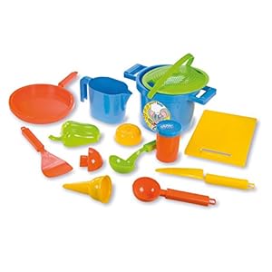 Lena 05410 – Happy zand speelset koken, 14-delig, zand en water speelgoed set voor kinderen vanaf 2 jaar, met pot, zeef…
