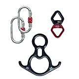 Aerial Silks Hardware Set by Kurma with Swivel, Figure Eight, 2 Red Steel Lock Carabiners