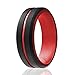 ROQ Silicone Rubber Wedding Ring for Men, Men's Wedding Band, Breathable Rubber Engagement Band, 8mm Wide 2mm Thick, Engraved Middle Line Duo, 4 Pack, Blue, Red, Orange, Light Blue, Black, Size 11