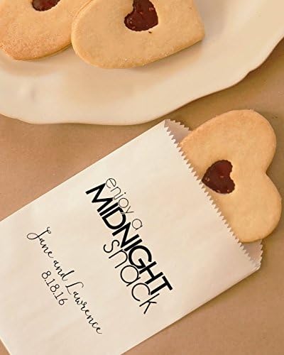 Midnight Snack Cookie Bags, Hot Pretzel Bags, Party Favor, Dessert Table, Bakery Bags, Wedding - Personalized - Coated, Grease Resistant - Set of 25