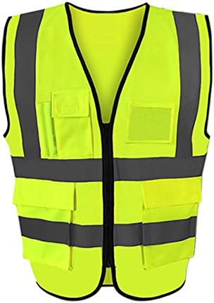 Safety Vest with 6 Pockets and Heavy Duty Zipper Fits Over Sport and Work Gaer,Yellow Meets ANSI/ISEA Standards (XXL) AUTOMECAR