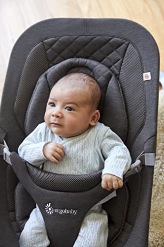 Transat évolutif Evolve Ergobaby 3-en-1 pour bébés et bambins de 2,5 à 13,2 kg - Transat bébé multi-positions avec hauteurs réglables, harnais sécurisé et insert nouveau-né, Charcoal Grey