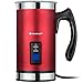 Huogary Milk Frother, Electric Milk Steamer for Hot and Cold Milk, Automatic Milk Warmer w/Two Whisks, Silent Operation and Non-Stick Interior