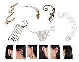 Bundle Monster 6pc Punk Style Ear Wrap Charm Cuff Earring Stud Fashion Accessory for Pierced + Non Pierced - Mixed Lot